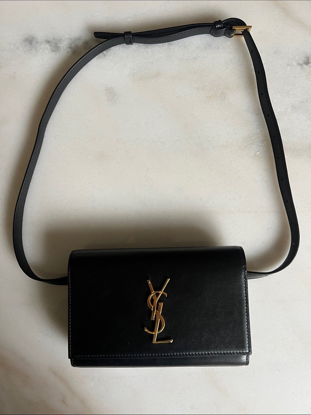 YSL Black Leather Kate Belt Bag